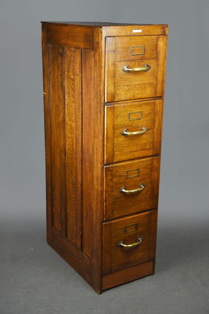 Slim Oak 4 Drawer Filing With Brass Handles The Classic Prop