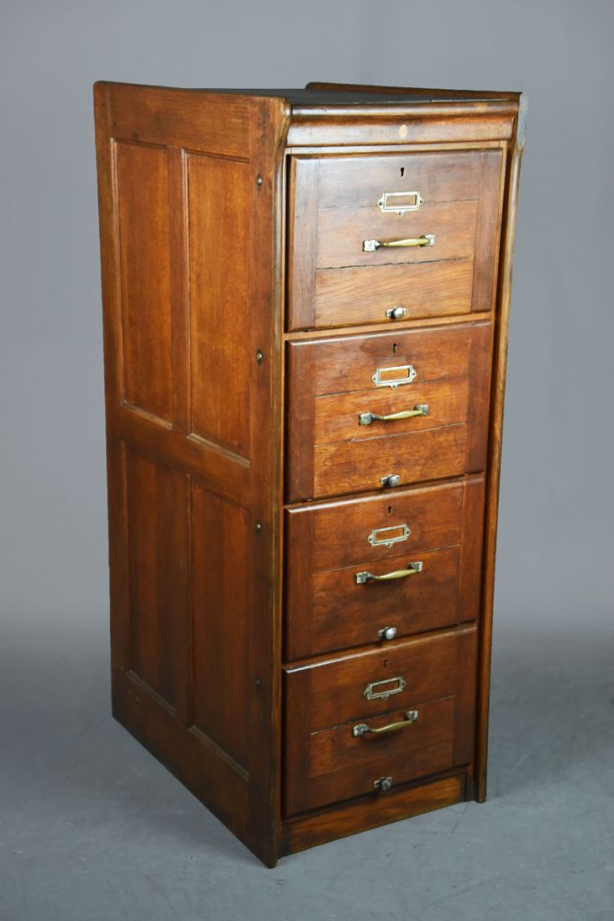 Oak 4 Drawer Filing With Brass Handles The Classic Prop Hire