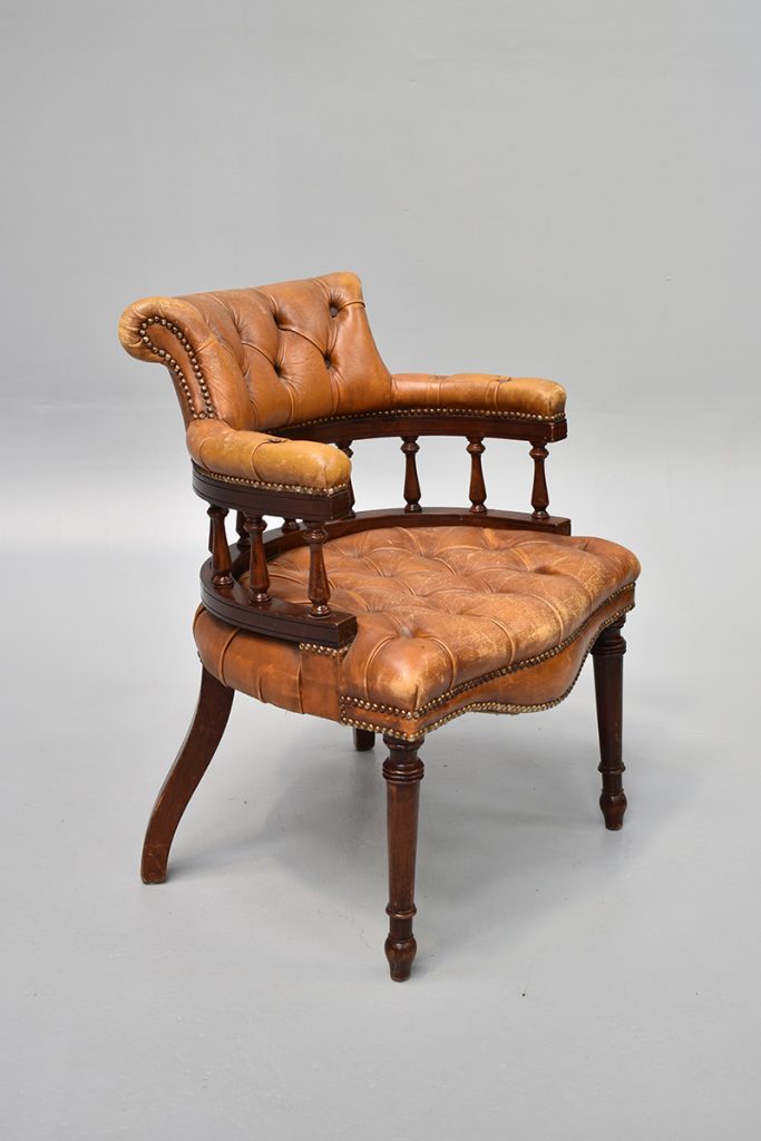 Tan Leather Upholstered Desk Chair The Classic Prop Hire Company