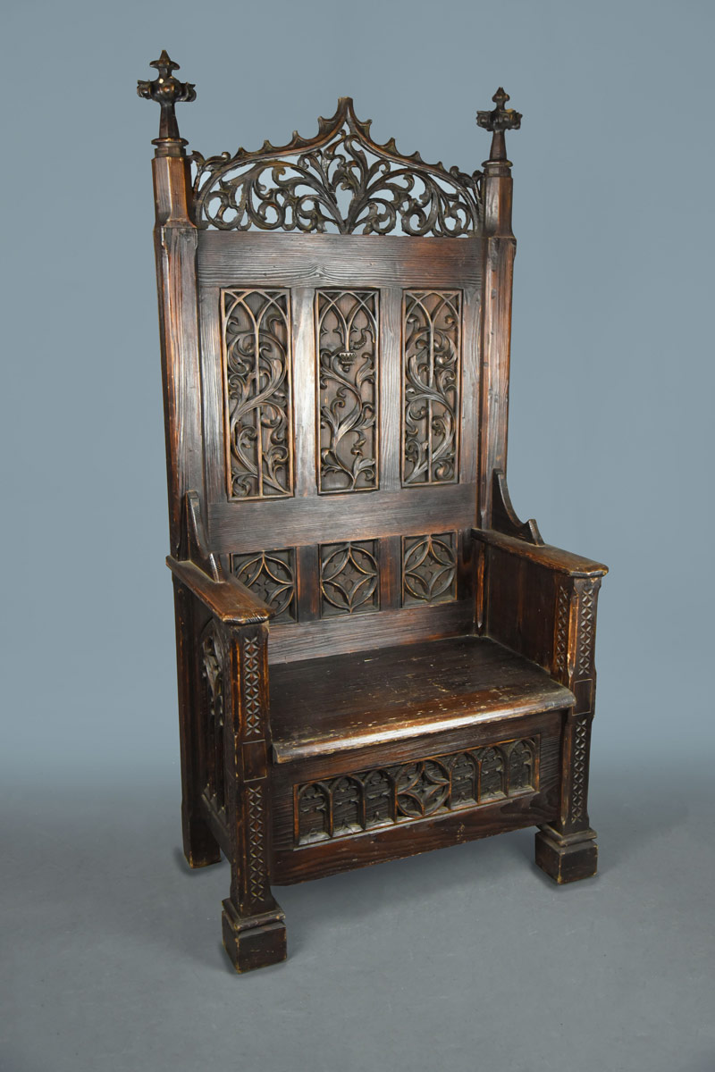 Medieval Carved Oak Queens Throne Chair Detachable Back - The Classic Prop  Hire Company