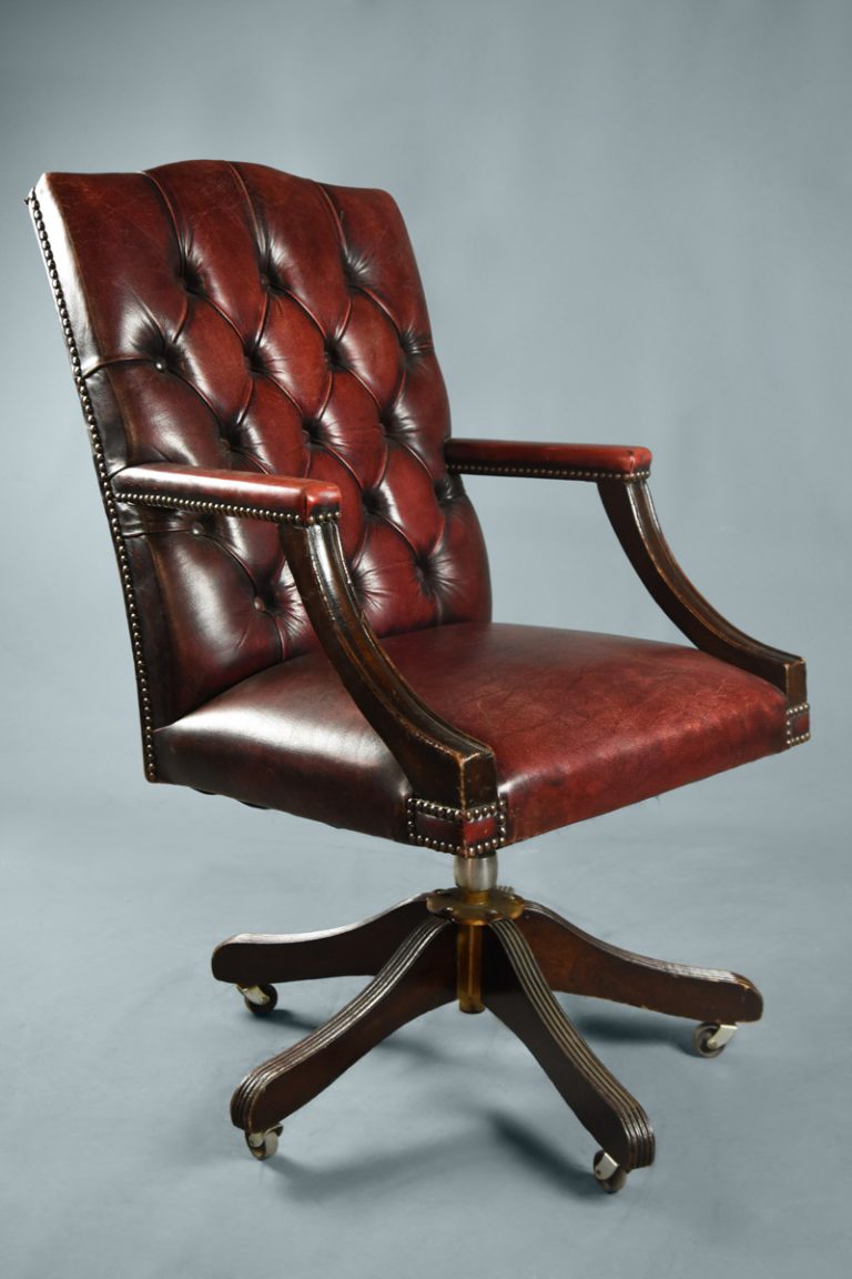 Red Leather Buttoned Back Gainsborough Swivel Desk Chair The Classic
