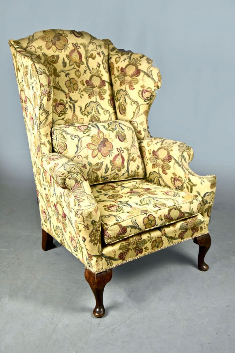 Georgian Tapestry Winged Armchair On Cabriole legs - The Classic Prop