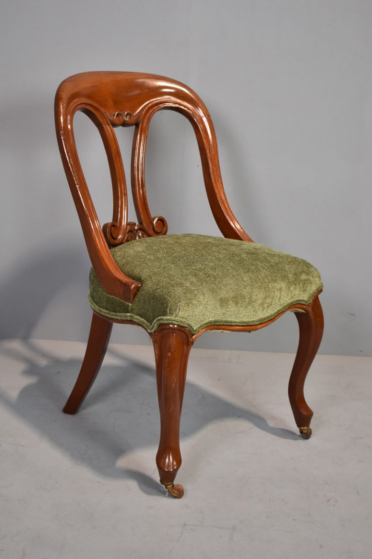Mahogany Fiddle Back Chair with Green Velvet Seat The Classic Prop Hire Company