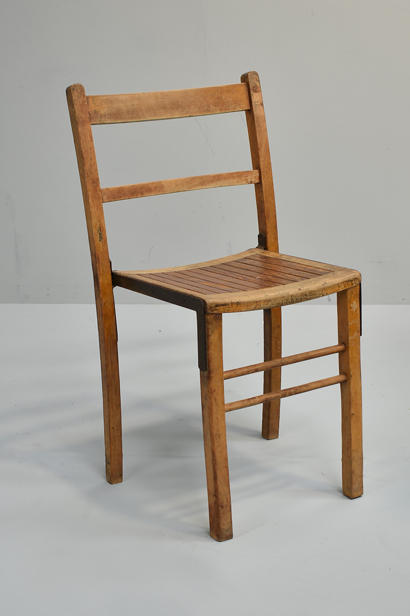 Plain Beech Stacking Chair With Metal Edge - The Classic Prop Hire Company