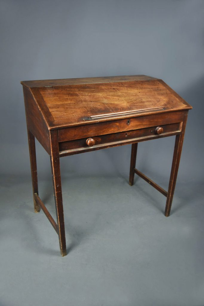 Mahogany Slope Front Clerks Desk With Long Central Drawer