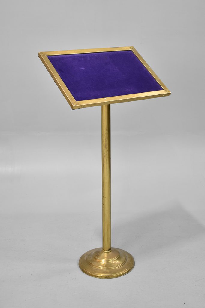 Brass & Blue Velvet Notice Board / Lectern Free Standing The Classic