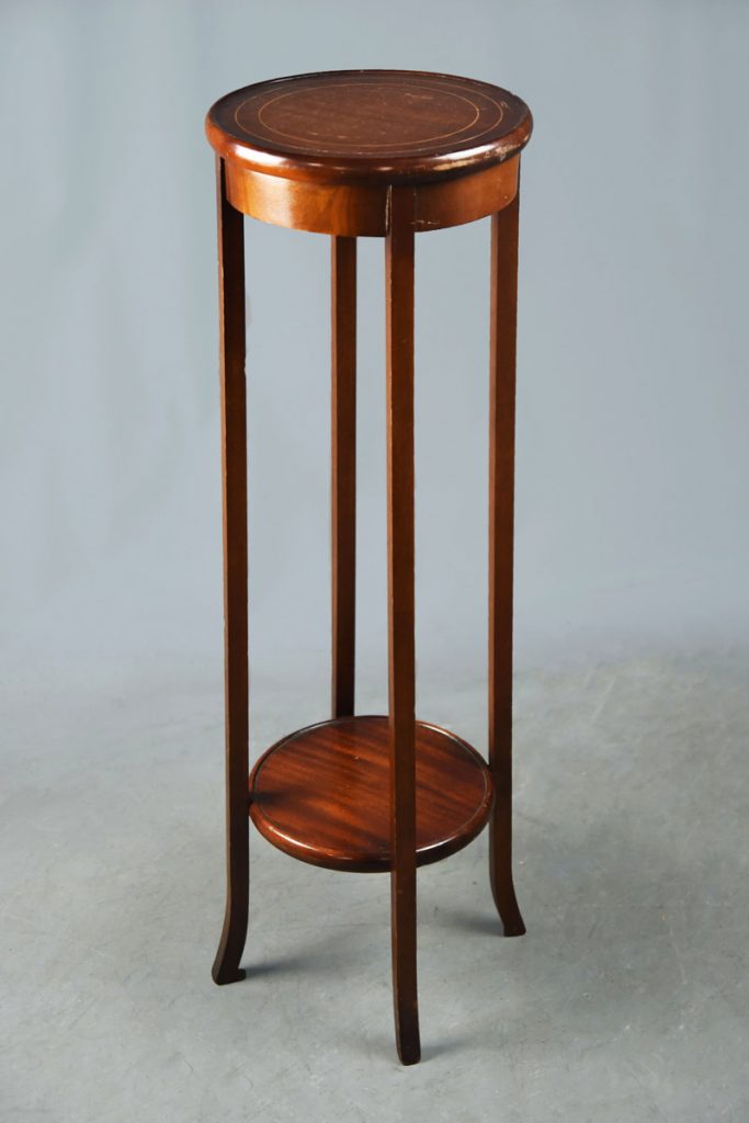 Mahogany & Inlaid Two Tier Pedestal / Plinth / Jardiniere Stand With