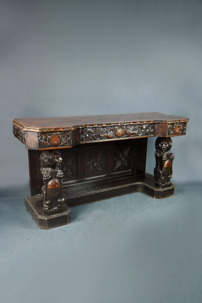 Vic Carved Oak Sideboard Parguetry Top Carved Lion Base The Classic