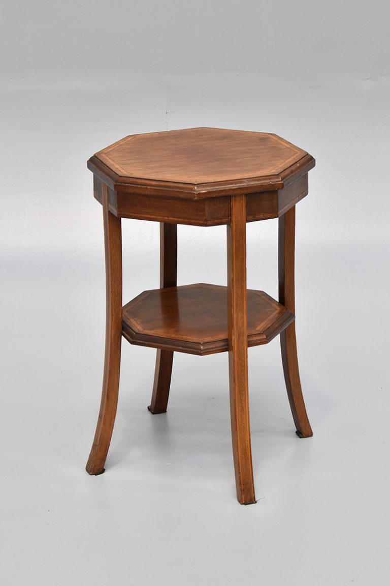 Oak Inlaid 2 Tier Octagonal Occasional Side Table The Classic Prop