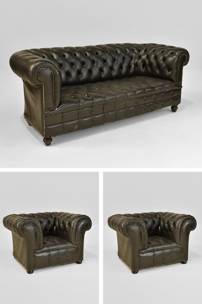Black Leather Chesterfield Suite The Classic Prop Hire Company
