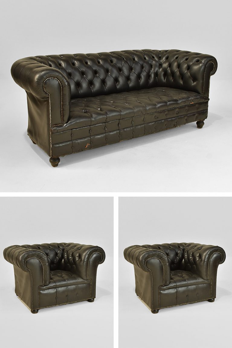 Black Leather Chesterfield Suite The Classic Prop Hire Company