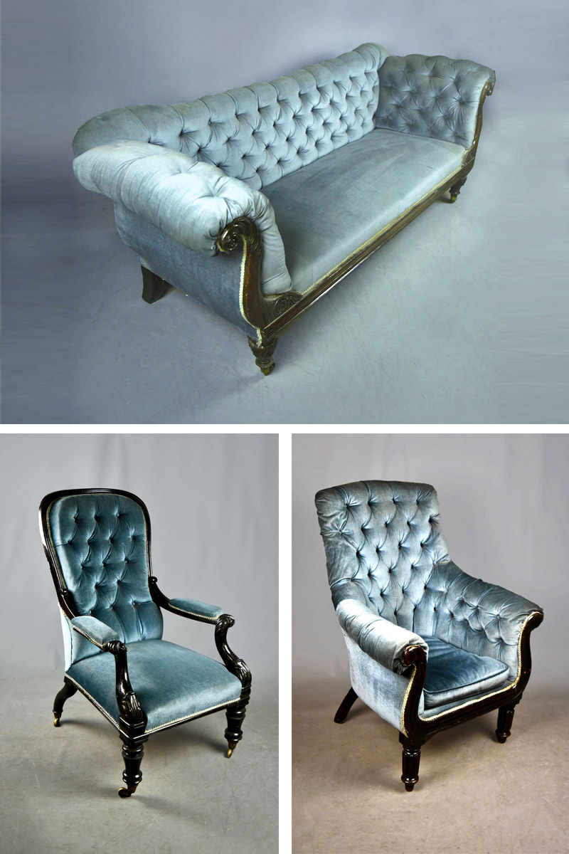 Blue Velvet & Mahogany Suite The Classic Prop Hire Company