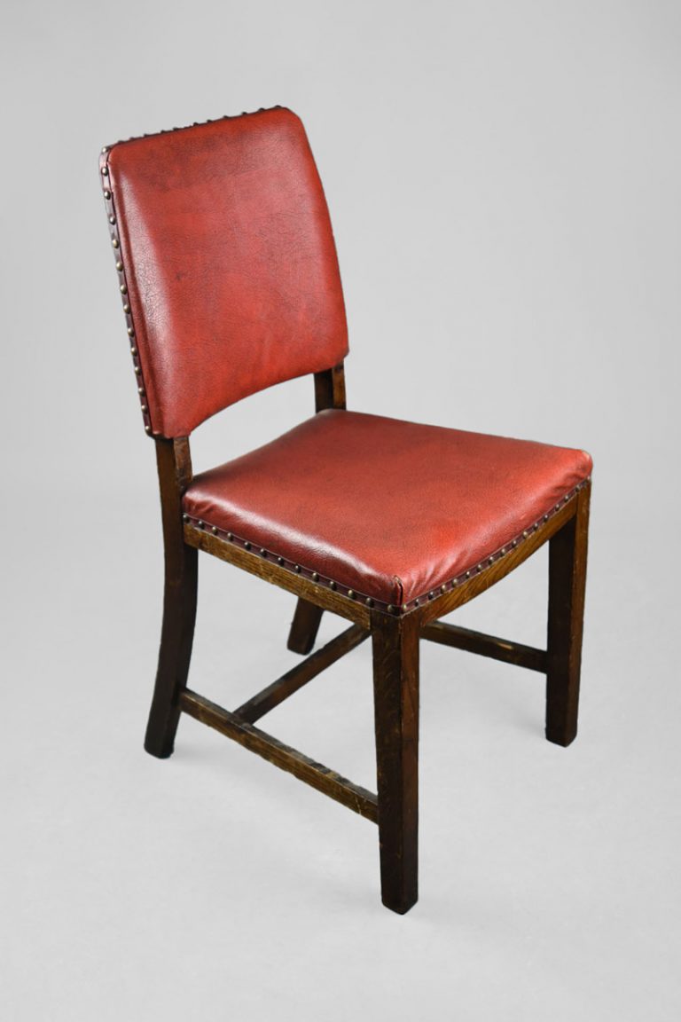 Red Vinyl Pub Occasional Chair with Mahogany Frame The Classic Prop