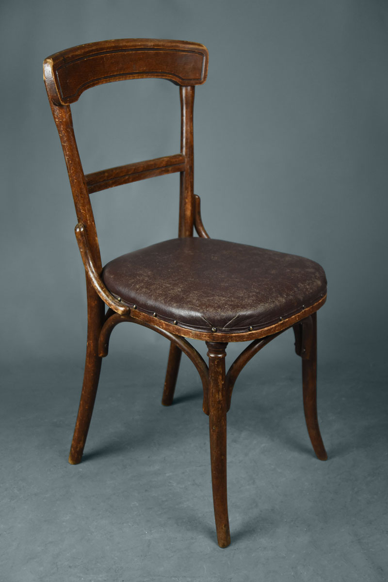 Bentwood Occasional Chair Brown Rexine Seat - The Classic Prop Hire Company