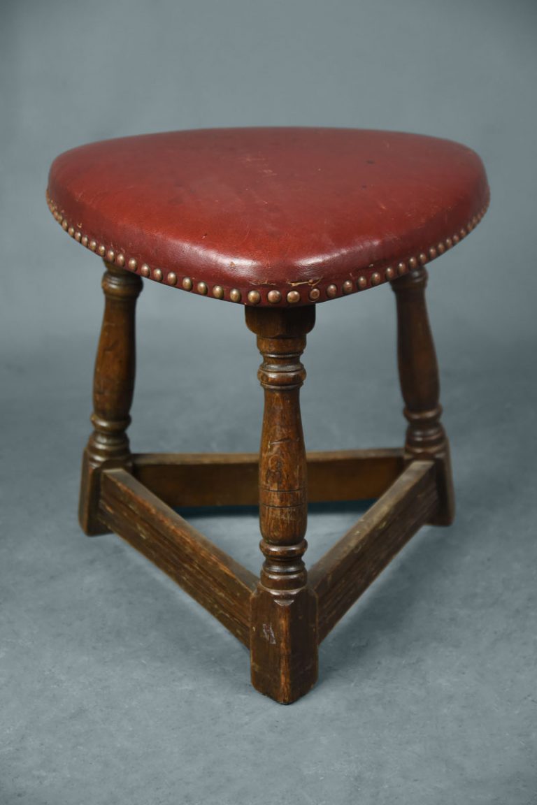 Triangular Shaped Oak Bar Stool Red Rexine Seat The Classic Prop Hire